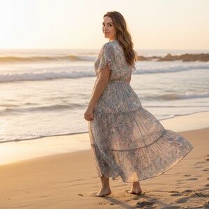 Ava & Viv Romantic Floral Sheer Maxi Dress Whimsygoth 3X (no lining included)